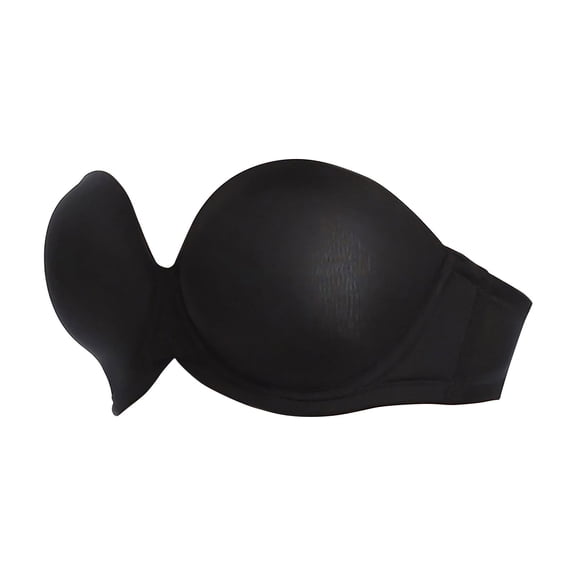 VISALY Women's Strapless Backless Bra Push Up Anti-Slip Seamless Bralette Soft Supportive Underwire Padded Balconette Full Coverage Tube Top Full Support Bandeau Bra Everyday Underwear Black L