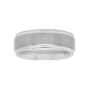 Men's White Tungsten 8MM Comfort Fit Step Edge Wedding Band