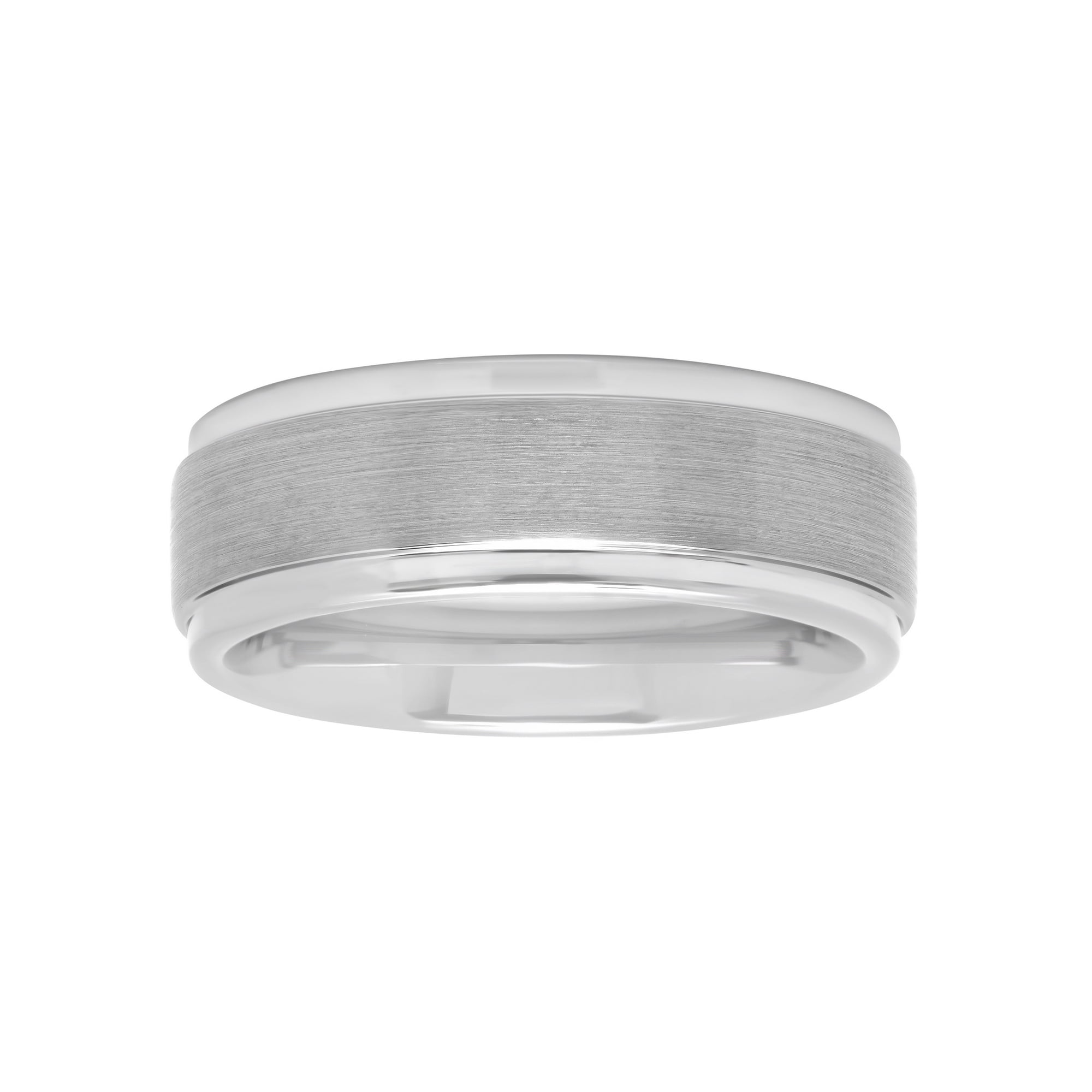 Men's White Tungsten 8MM Comfort Fit Step Edge Wedding Band