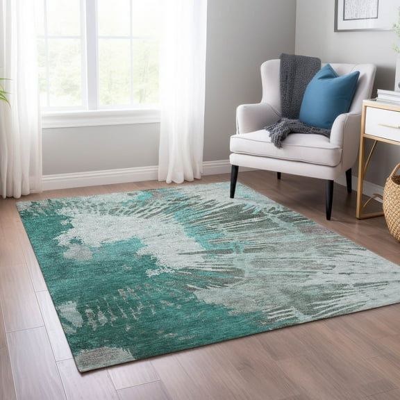 Addison Rugs Chantille Indoor/Outdoor Transitional Modern Teal Washable Rectangle Rug, 8' x 10'