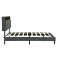 thumbnail image 3 of Harper & Bright Designs King Size Platform Bed with Upholstered Headboard, Wood Platform Bed Frame with USB Charging Statione and LED Lights for Bedroom, Dark Gray, 3 of 3