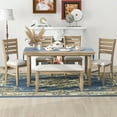 thumbnail image 5 of 6 Piece Dining Table Sets, Modern 6 Person Dining Set with 1 Wood Dining Table and 4 Chairs & Bench for Dining Room, Kitchen, Family Furniture Set of 6, Natural Wood Wash, 5 of 8