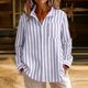 thumbnail image 2 of Camisa de Manga Larga Casual de Flanela con Rayas, Blusa de Bolsillo Delantera de Cuello Girado para el Uso Diario, Camisas de Malla de Manga Larga de Mujeres Embarazadas, 2 of 9