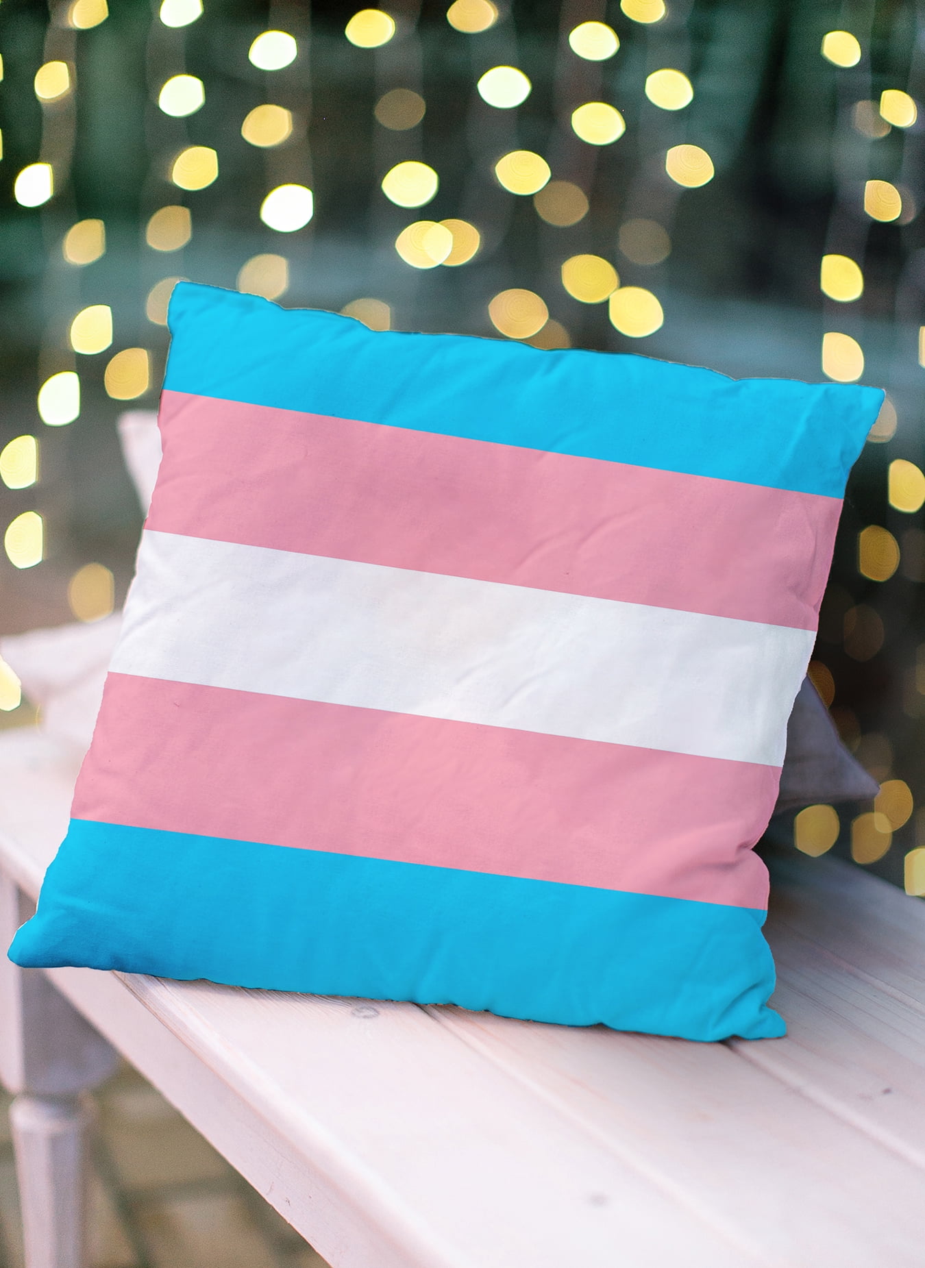 Simply Daisy 16 inch Transgender Flag Outdoor Throw Pillow
