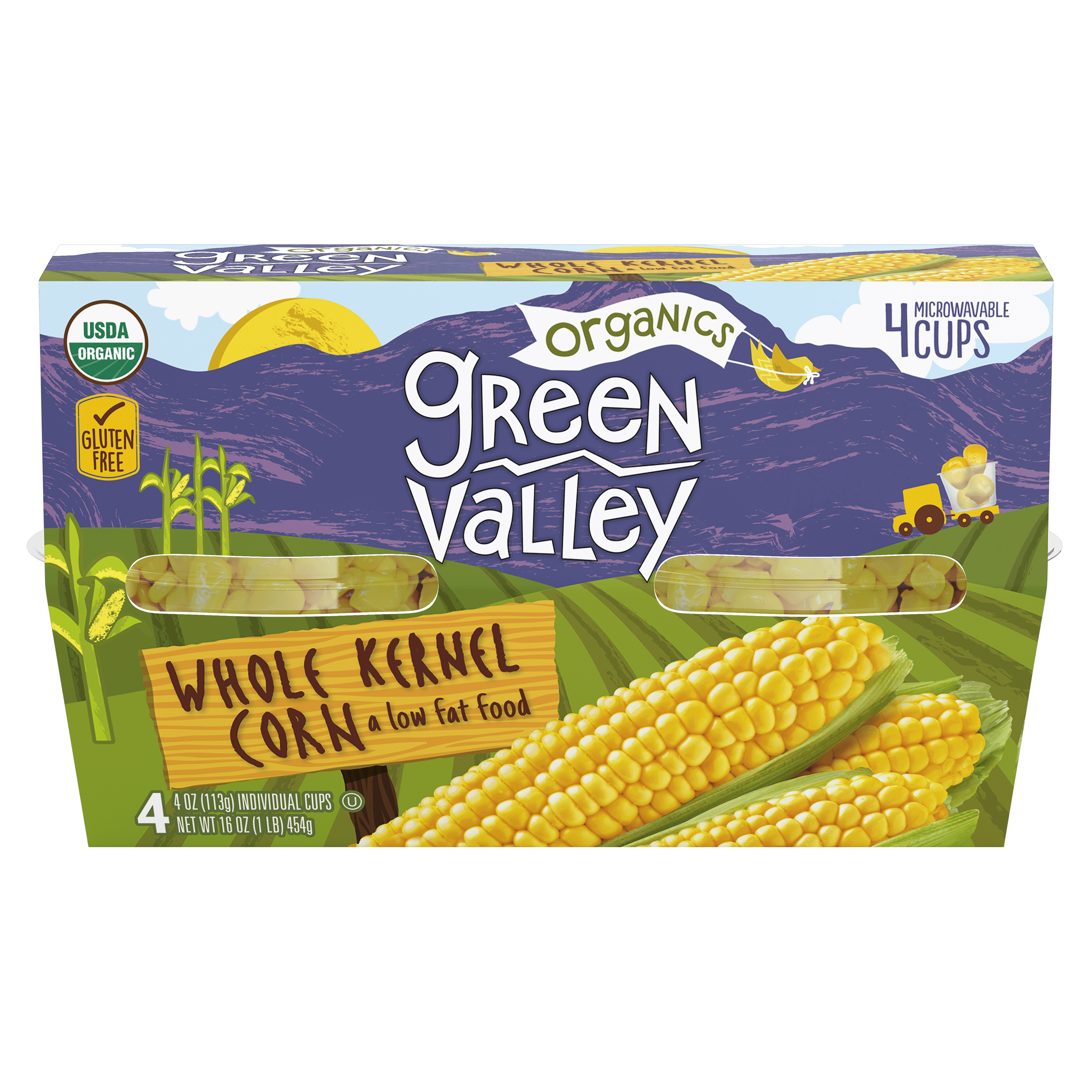 (6 pack) Green Valley Organic Whole Kernel Corn, 4 oz, 4 Cups