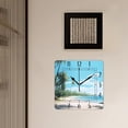 thumbnail image 3 of 16 Inch Wall Clock Battery Operated Square Clock Decorative for Office, Kitchen, Outdoor, Living Room，Tropical Palm Leaves Image, 3 of 4