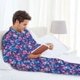 thumbnail image 6 of Naloa Blue Skull Flower Men’s Pajamas Set - Long Sleeve Button Down Sleep Shirt and Pajama Bottoms Sleepwear Set-X-Large, 6 of 7