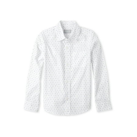 The Children's Place Boys 4-16 Printed Long Sleeve Button Down