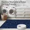 thumbnail image 5 of ODIKA 4'x6' Machine Washable Non-Slip Area Rug, Luxurious Swirl Velvet Textured Elegant Contemporary Plush High Traffic Rug, Blue, 579649, 5 of 7