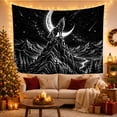 thumbnail image 2 of Howling Wolf on Jagged Mountain Under Crescent Moon, Dramatic Vintage Illustration for Wildlife Lovers, Wolf Wall Art, Halloween Gift, Tapestry Wall Hanging for Bedroom and Dorm, 2 of 6