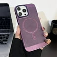thumbnail image 2 of Heat Dissipation Magnetic Case for iPhone 14 13 11 12 14 Pro Max Slim Hard Compatible with Magsafe Wireless Charging Plating Cover (Purple,for iPhone 11 Pro), 2 of 8