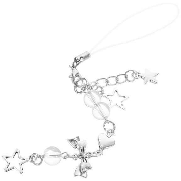 Topbathy Decorative Phone Chain Charm Sweet Phone Jewelry Silver Alloy for Daily Use 1Set