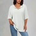 thumbnail image 2 of Diufon Womens Plus Size Blouses Lapel V Neck 3/4 Sleeve Business Work Tops Dressy Casual Loose Tee Shirts, 2 of 9