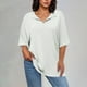 thumbnail image 2 of Sudaderas con capucha para mujer,Blusa informal de poliéster con cuello en V y mangas 3/4, talla grande, tela suave y cómoda, blusa de moda para mujer, sopatenor, 2 of 9
