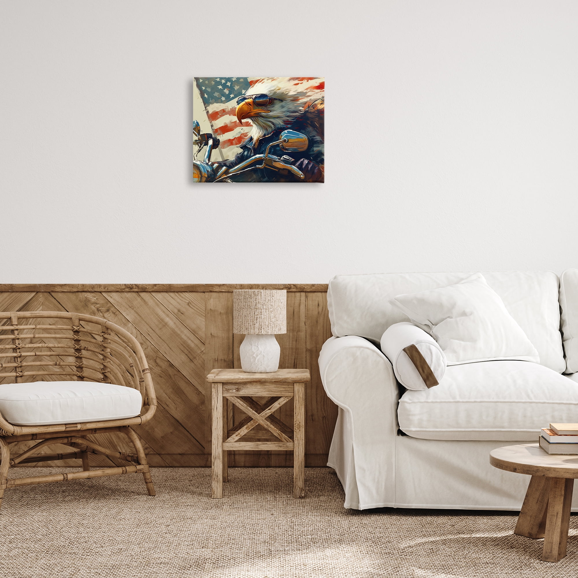 Stupell Industries Patriotic Bald Eagle Animals & Insects Painting Gallery Wrapped Canvas Art Print Wall Art, 20 x 16