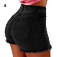 thumbnail image 3 of Pantalones vaqueros de verano Pantalones cortos de mezclilla Pantalones sueltos Fringe Frayed Lady Outfit Cintura alta Lavable Poliéster Diseño Prendas para la parte inferior del cuerpo Negro S Guardurnaity AP019258-07, 3 of 6