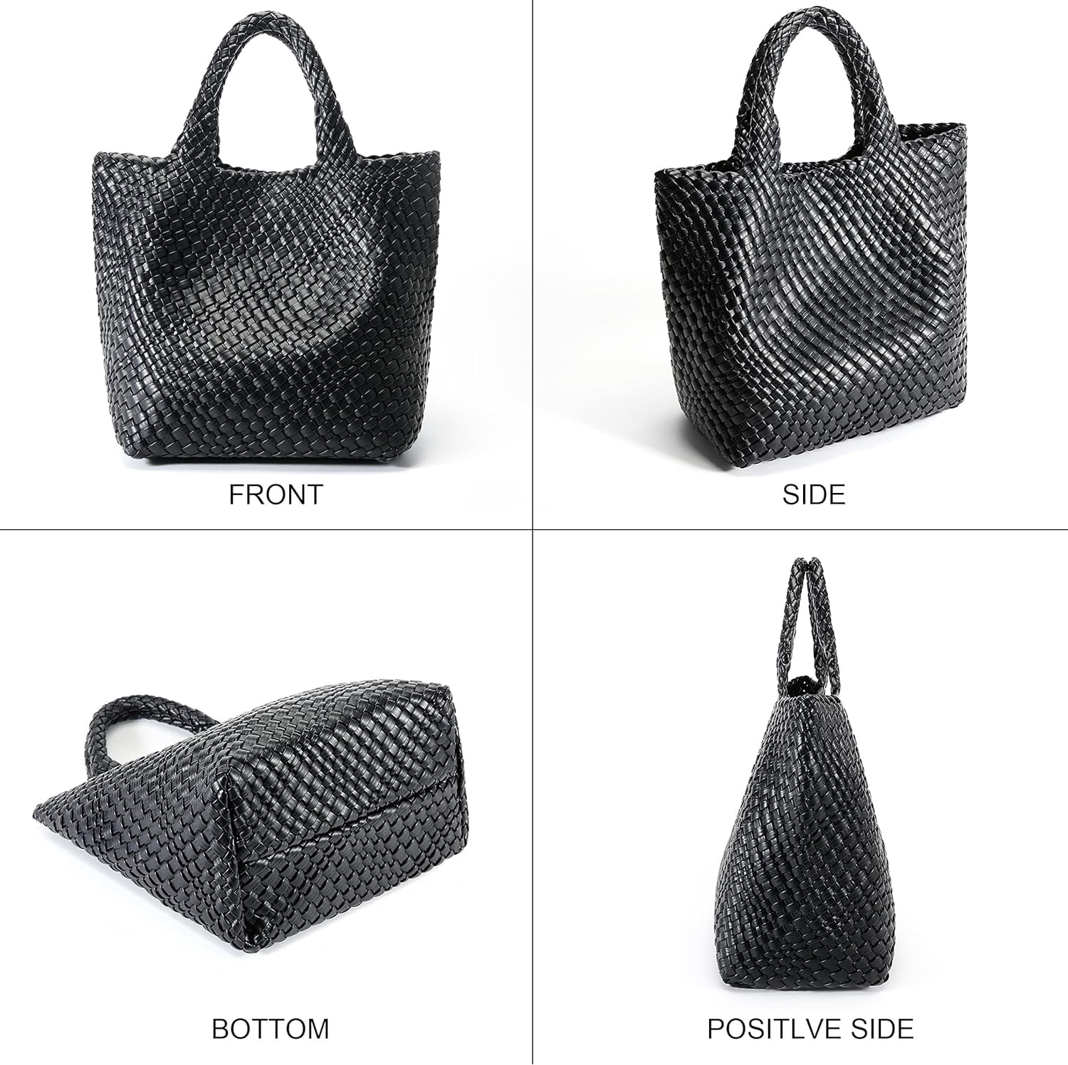Woven Bag for Women, Vegan Leather Tote Bag Large Summer Beach Travel Handbag and Purse Retro Handmade Shoulder Bag