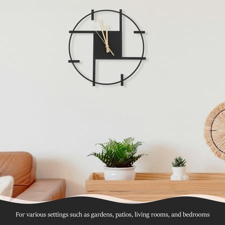 HONMEET Silent Non Ticking Black Metal Wall Clock Decorative for Home Patio and Garden