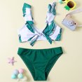 thumbnail image 2 of TAIAOJING Toddler Summer Girls Floral Leaf Print Holiday Green Two Piece Swimwear Swimsuit Bikini For 5-6 Years, 2 of 6