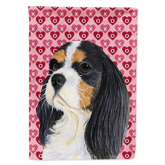 Carolines Treasures LH9144-FLAG-PARENT Cavalier Spaniel Hearts Love and Valentines Day Portrait Flag  multicolor