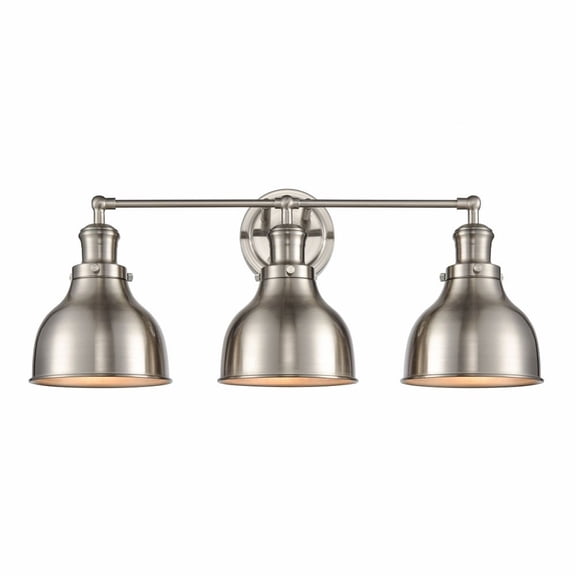 Elk Home 3-Light Transitional Vanity Light, Satin Nickel with Metal Shades