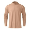 thumbnail image 5 of Cyglowse Men's Soft Thermal Undershirt Mock Turtleneck Long Sleeve Breathable Lightweight Solid Color for Layering Tops Khaki 2XL, 5 of 6