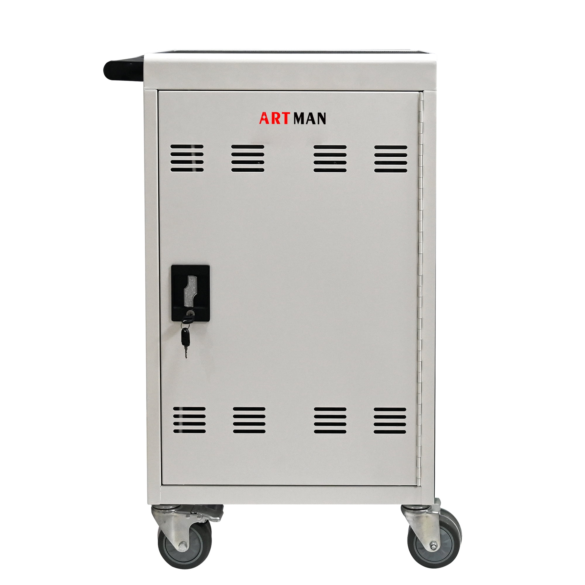 30+2 Bay Mobile School Charging Cart Station for Chromebook, Tablet and Laptop Computer with Power Strip Included