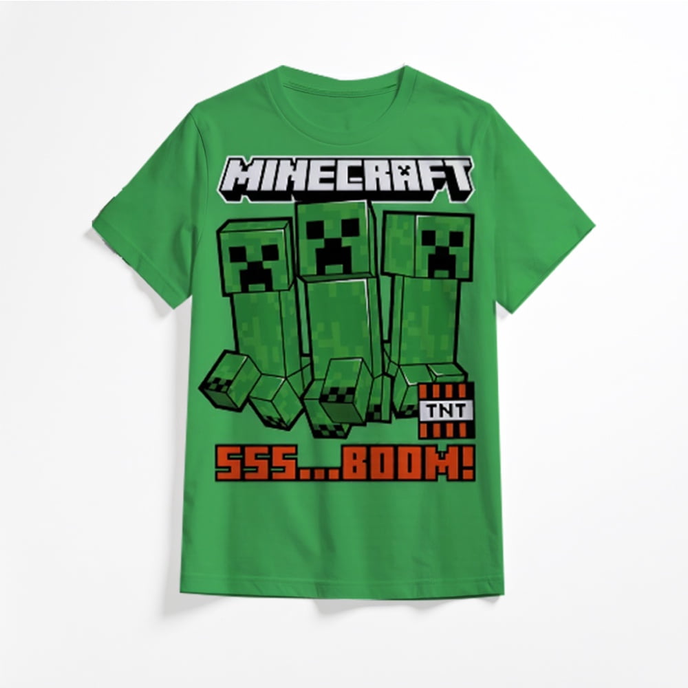 Minecraft Boy's Short Sleeve T-Shirt 4-Pack - Creeper, Skeleton, Zombie Graphic Tee Set for Kids (Sizes 4-16)