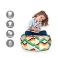 thumbnail image 2 of Abstract Storage Toy Bag Chair, Illustration of Colorful Stripes with Geometric Shapes Retro Design, Stuffed Animal Organizer Washable Bag, Small Size, Eggshell and Multicolor, by Ambesonne, 2 of 3