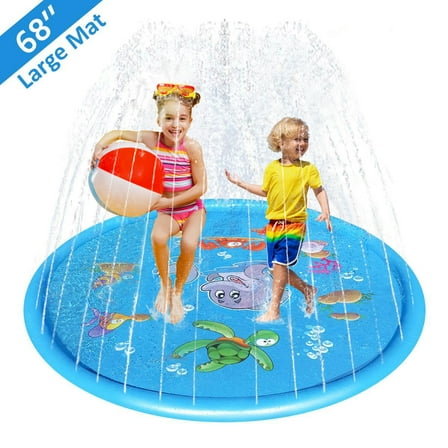 DUNCHATY 68" Splash Pad for Kids and Adults Outdoor Lawn Games Water Play Toy Mat, Blue