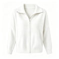 thumbnail image 4 of Women’s Solid Color Collared Zip up Sweater Cardigan Long Sleeve Full Zipper Knit Jacket for Fall Winter Daily Wear S-3XL White, 4 of 5