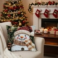 thumbnail image 4 of Vintage Christmas Throw Pillow Covers 17.7x17.7in , Soft Comfy Xmas Santa Claus Trees Pillow Cases, Aesthetic Snowman Reindeer 3D Decor for Couch Sofa Living Room Bed, 4 of 6