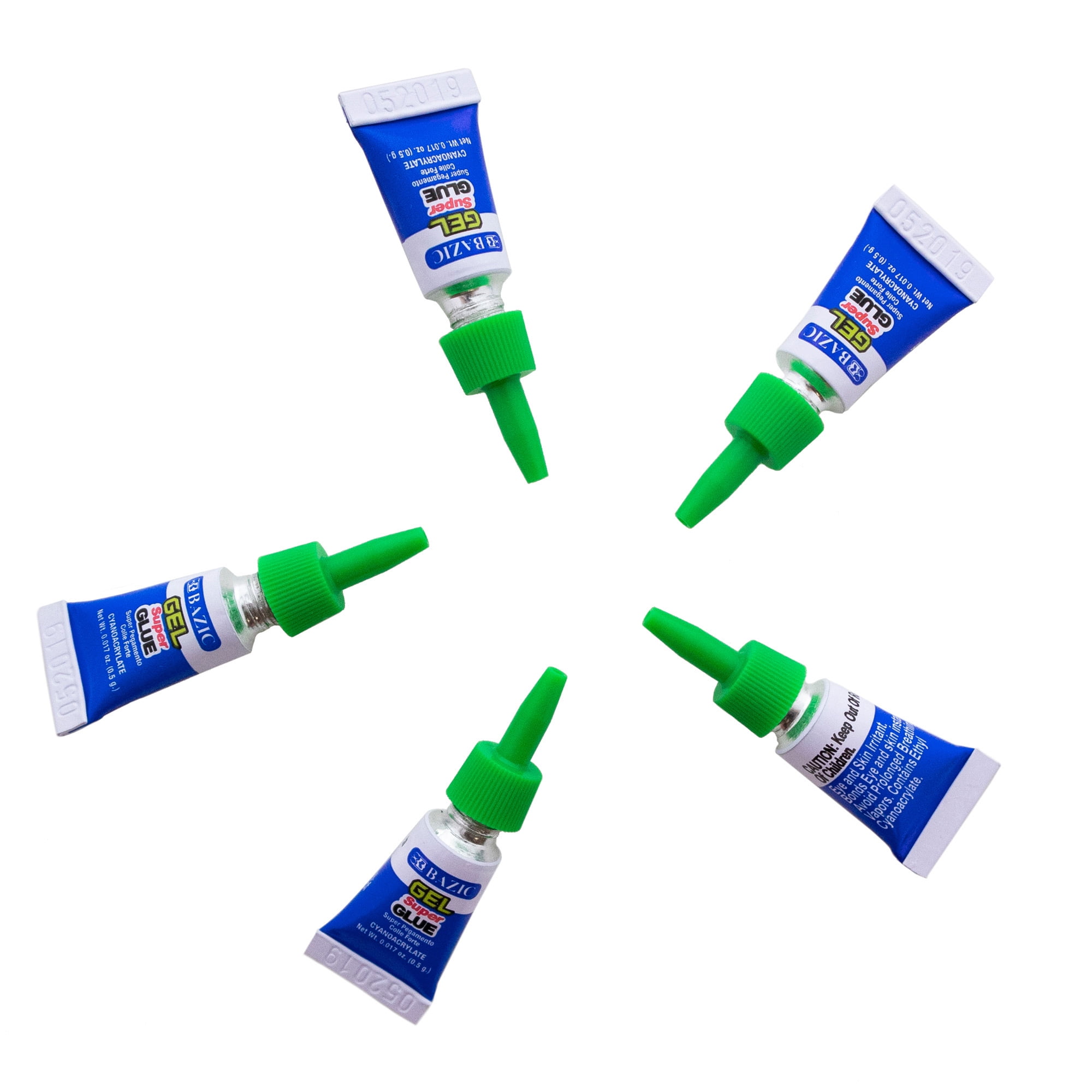 BAZIC Super Glue Gel 0.5g Clear No Run Fast Dry Adhesive (5/Pack), 24-Packs