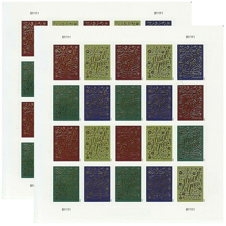 Thank You USPS Forever Postage Stamp 2 Sheets of 20 US First Class Postal Wedding Holiday Celebration Gratitude Gift Appreciation Thoughtful (40 Stamps)