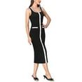 thumbnail image 4 of INSPIRE CHIC Sleeveless Midi Dresses for Women's 2025 Square Neck Contrast Color Knit Bodycon Dress XS Black, 4 of 6