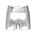 thumbnail image 4 of IEFIEL Womens Gymnastics Shorts Shiny Biker Dance Yoga Spandex Booty Shorts Silver XL, 4 of 6