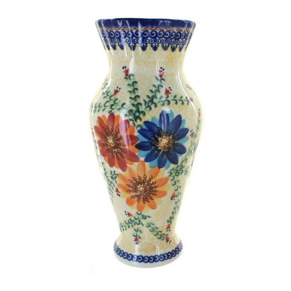 Blue Rose Polish Pottery Indoor Tabletop Autumn Burst Tall Vase