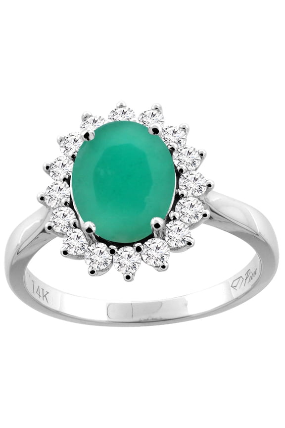 14K White Gold Natural Diffused Ceylon Sapphire Ring Oval 9x7 mm Diamond Accents, size 10