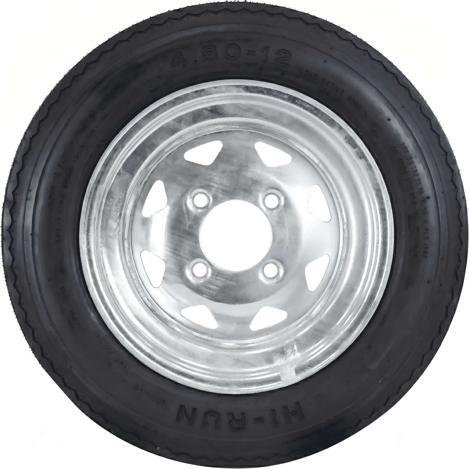 Hi-Run 2 Set SU02 4.80-12 4PR Boat Trailer Tire & 4 Lug on 4" Galvanized Wheel Assembly
