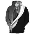 thumbnail image 4 of Men's Oversized Colorful Stripe Print Hooded Sweatshirt, Long Sleeve Loose Fit Fleece Pullover for Casual Wear, Graphic Hoodie,Black,L, 4 of 4