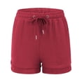 thumbnail image 3 of ZQUUVOU Women's Wide Leg Shorts Drawstring Solid Color Loose Pocket Pants(Red,2XL), 3 of 4