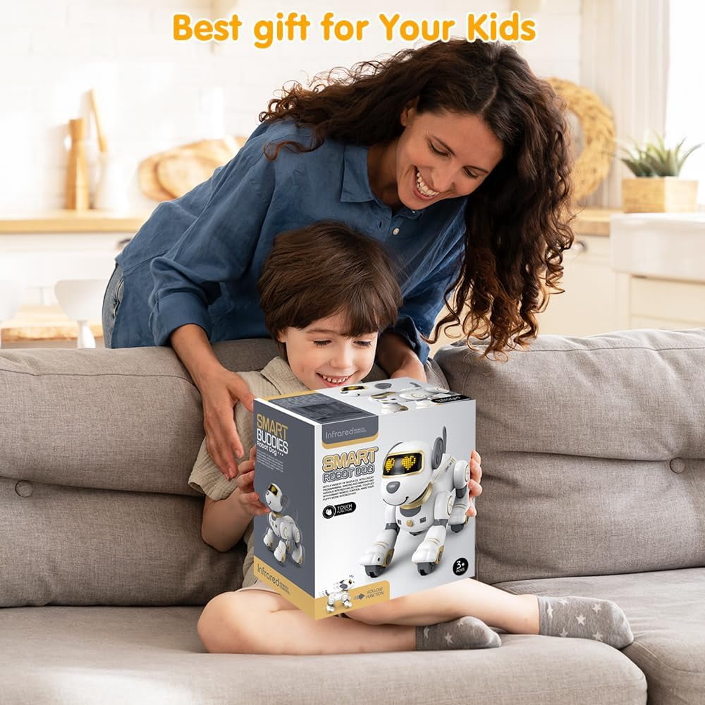 Robot Dog Toy,Intelligent Robot Dog,Robot Dog for Kids ,Remote Control Dog Toy Interactive Robot Pet,Robotics Toys,Programmable Sing & Dance Design Christmas Gifts Kids Age 3 5 4-13 Year, Gold