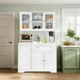 thumbnail image 4 of Juiluna 71" Tall Kitchen Pantry Cabinet with Large Drawers, Freestanding Kitchen Bar Cabinets, Hutch Cabinet with Open Countertop, Farmhosue Coffee Bar Cabinet for Living Room, Dining Room, White, 4 of 9