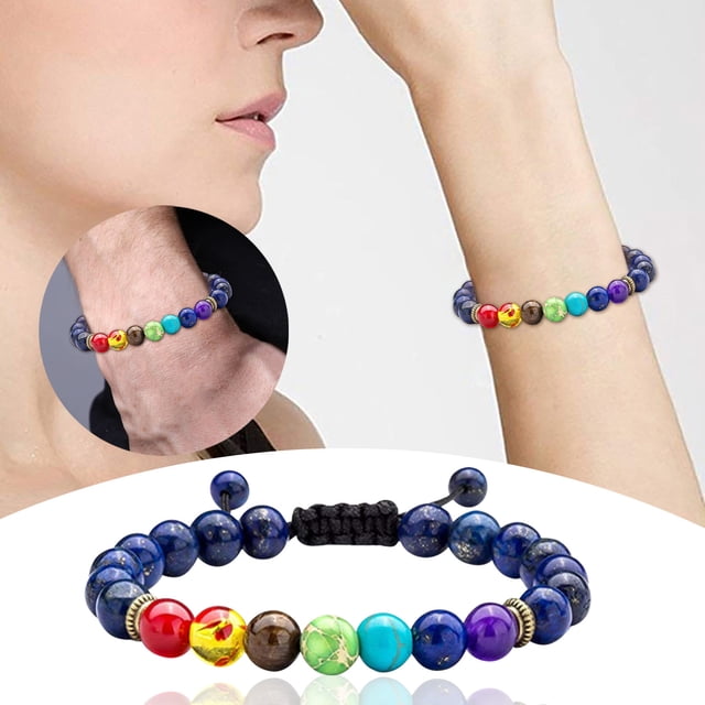 SIfdSeng Bracelet Énergie Sept Veines Hommes Dames Bracelet de Drainage Réglable Bracelet Cheville Protection Énergie Chakra Bracelet Cadeau Support Bracelet Cuir Bracelet Cristal