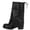 Black, variant on Viluyesy Womens Knee High Boots Round Toe Block Heel Crinkled Faux Leather Back Drawstring Layered Wide Shaft Trendy Street Boots Black Size 9.5