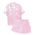 thumbnail image 5 of WAYUTE 2 Piece Sets for Women Short Sleeve Stpried V Neck Button Down Shirts and Shorts Set Comfortable Home Outfit Loungewear Sets, 5 of 7