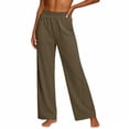 thumbnail image 6 of VBVC Women's Wide Leg Stretchy Sweatpants , Casual Elastic Waist Pants For Women, Ladies' Loose Fit Soft Trousers with Pockets, Army Green , S-2XL, 6 of 7