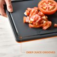 thumbnail image 5 of Linoroso Cutting Boards for Kitchen with Defrosting Tray Set of 3, Dishwasher Safe Plastic Cutting Board with Deep Juice Grooves - Lava Orange, 5 of 10