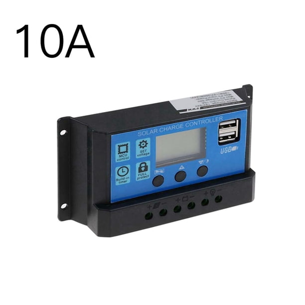Regulador de panel solar Controlador de carga de batería Pantalla LCD Gestión completa de carga PWM de 4 etapas, 10 A, azul, 3 botones kenally HA5851-01B