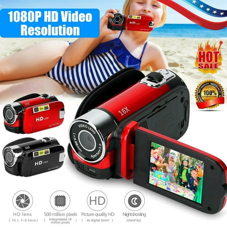 Video Camera Camcorder Digital Camera Recorder Full HD 1080P 16MP 270 Degree Rotation LCD 16X Zoom Camcorder, Black